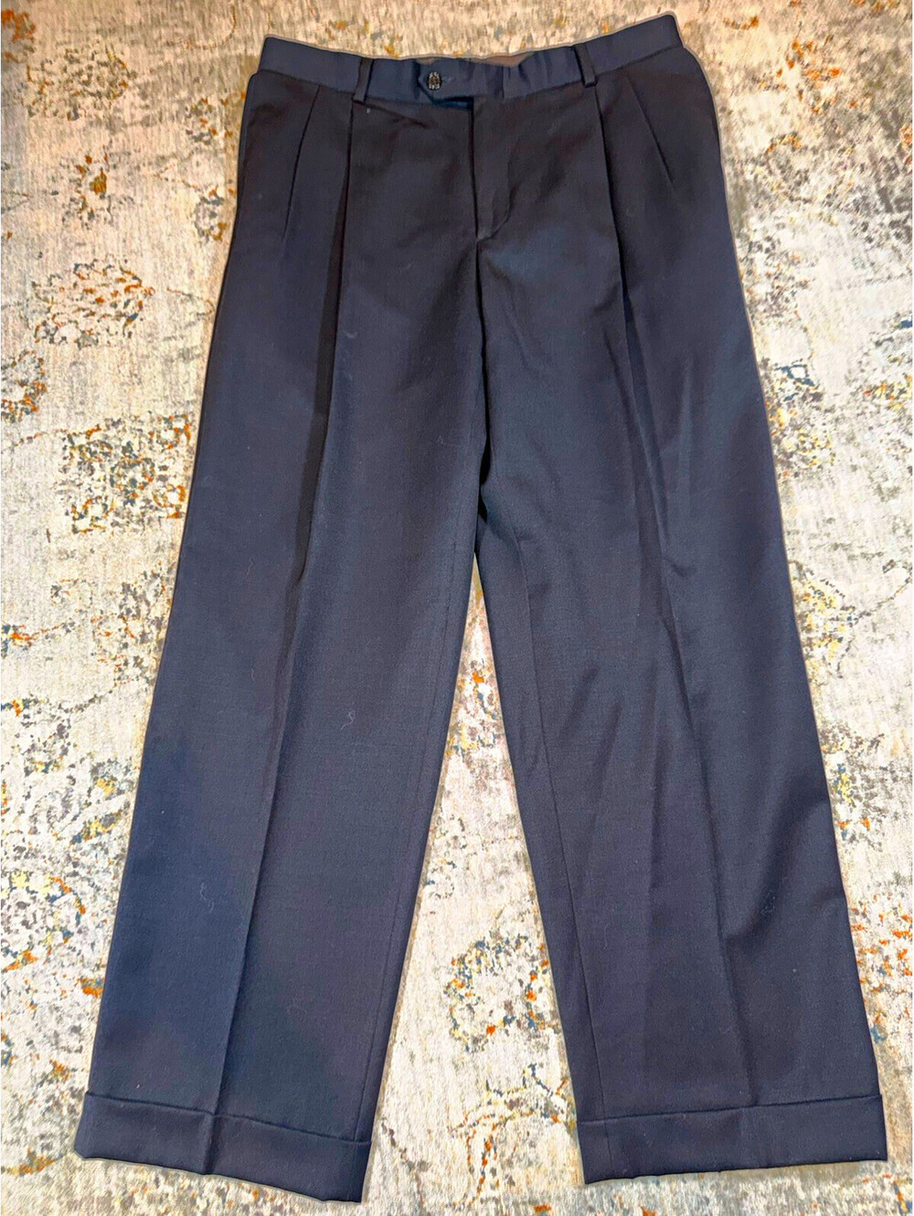 Nicklaus Men's Black Pleated Dress Pants 36W Classic Fit Straight Cuffed A144